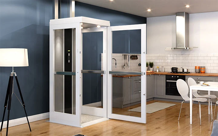 connect classic home elevator next to the kitchen